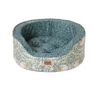 Rosewood x Morris & Co. Pimpernel & Lily Leaf Oval Dog Bed, Small - Luxury Reversible Pet Bed with Iconic William Morris Floral Prints, Soft Washable Cushion, Padded Sides - Stylish Heritage Design