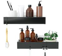 ROSEYAT LENHON Shower Caddy, Adhesive Organizer With Hooks, Shelves for Inside Shower, No Drilling Rack Holder, Storage For Bathroom, Kitchen Spice Rack-2 Pack Black