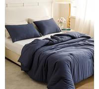 ROSGONIA Comforter Full Size for Boys Teen Girls Navy Blue, 3pcs (1 Blue Comforter & 2 Pillowcases), Lightweight Dorm Bedding Soft All Season Bed Set