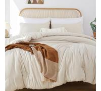 ROSGONIA Comforter Full Size for Girls Boys Teens Beige, 3pcs (1 Boho Comforter & 2 Pillowcases), Lightweight Dorm Bedding Soft All Season Bed Set