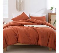 ROSGONIA Full Size Comforter Sets for Girls Boys Teens Burnt Orange,3pcs(1 Boho Comforter & 2 Pillowcases) Terracotta Dorm Bedding Kids Comforter Sets