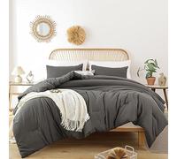 ROSGONIA Queen Boho Charcoal Grey Comforter Set, 3pcs (1 Comforter & 2 Pillowcases), Soft Lightweight, Easy to Wash and Clean