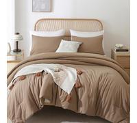 ROSGONIA Queen Comforter Set Dark Khaki Brown, 3pcs Bedding Comforter Sets(1 Comforter & 2 Pillowcases) All Season Lightweight Bedspread Blanket Quilt