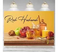 Rosh Hashanah Photo Backdrop Happy Photographic Background Banner Jewish Festival Gold Party Decoration 350x230cm