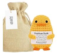 Roshearry Positive Duck Crochet Emotional Support Gift & Linen Gift Bag | Cute Positive Gifts, Pocket Hug | Inspirational Gifts For Women, Men, Friends, Work Colleagues | Good Luck, Mental Health