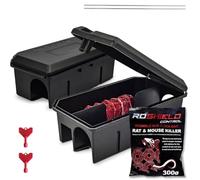 Roshield - 2X PRE-BAITED Anti Rat Solution Kit | Pre Bait Box Rat Trap + 300g Refill blocks | indoor/Outdoor Fast & Safe Infestation Control | Rat Poisoning Super Strength | READY TO USE | 2Pack+300g
