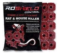 ROSHIELD 3kg Wax Block Bait for Rat & Mouse Killer Poison Control - Indoor, Outdoor All-Weather Rodent Bait Station Refill Packs (300g x 10 Packs)