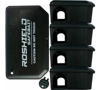 Roshield 5 Tamper Proof Mouse Bait Boxes - Holds Mice Poison Safely Away from Children & Pets (Empty - No Bait Included)