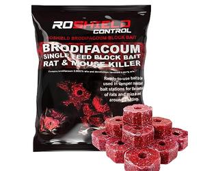 ROSHIELD Brodifacoum 300g (15x20) Maximum Strength Rat Poisoning, Mouse Poisoning, Single-Feed Fast Acting Rat & Mouse Killer, Rat Poison Block Bait - All Weather Bait Station Refill Packs
