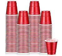 Roshtia 100 Pack 2 oz Graduation Plastic Shot Cups, Mini Disposable Shot Glasses 2 oz Small Plastic Cups for Wedding, Graduation Party, Beer Taste Serving, Snacks(Red)