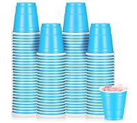 Roshtia 100 Pack 2 oz Plastic Shot Cups, Graduation Mini Disposable Shot Glasses 2 oz Party Cups for Graduation Wedding Party, Beer Taste Serving, Snacks(Lake Blue)