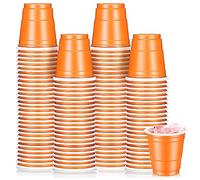 Roshtia 100 Pack 2 oz Plastic Shot Cups, Mini Disposable Shot Glasses 2 oz Party Cups for Valentine Wedding New Year Party, Beer Taste Serving, Snacks(Orange)