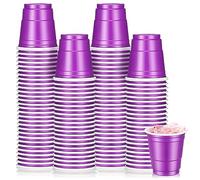 Roshtia 100 Pack 2 oz Plastic Shot Cups, Mini Disposable Shot Glasses 2 oz Party Cups for Wedding Halloween Thanksgiving Party, Beer Taste Serving, Snacks(Purple)