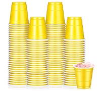 Roshtia 100 Pack 2 oz Plastic Shot Cups, Mini Disposable Shot Glasses 2 oz Party Cups for Wedding Halloween Thanksgiving Party, Beer Taste Serving, Snacks(Yellow)