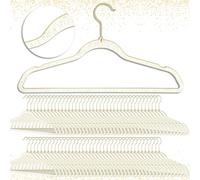Roshtia 100 Pcs 50 Pcs Clear Acrylic Hangers Plastic Glitter Coat Hanger Durable Nonslip Suit Heavy Duty Clothes Hangers Lightweight and Space Saving for Closet Organization (Gold)