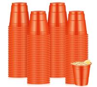 Roshtia 100 Pcs Summer 2 oz Plastic Cups Mini Disposable Shot Cups Small Plastic Shot Glasses for Birthday Summer Party Beer Taste Serving Snacks Samples Tastings(Orange)