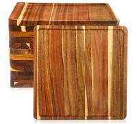 Roshtia 12 Pcs Wooden Plates Square Acacia Wood Charcuterie Board Wedding Dinner Serving Tray Charger Appetizer Kitchen Platter Cheese Steak Tableware Gift for Snack Dessert Salad Fruit (12 Inch)