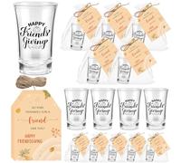 Roshtia 12 Sets Friendsgiving Favors Shot Glasses for Guests Bulk Thanksgiving Fall Clear Shot Glass Cups with Thank You Cards Bags Happy Friendsgiving Gift for Friends Guests Holiday Party Supplies