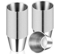 Roshtia 24 Pcs 1.5oz Metal Ramekins Stainless Steel Dipping Sauce Cups Reusable Sauce Container Round Dipping Bowls Condiment Cup for Dish Butter Kitchen Restaurant Serving Party Dinner Cooking