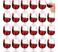 Roshtia 24 Pcs Mini Shot Glasses 1.75 oz Small Brandy Snifters Clear Reusable Plastic Cute Cognac Glasses Port Glasses Cup for Tasting Whiskey Brandy Wine Beer Drinking