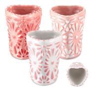 Roshtia 3 Pcs Talavera Shot Glasses 2 oz Pink Heart-shaped Mexican Ceramic Tequila Shot Glasses Handmade Mexican Ceramic Demitasse for Women & Men Bachelorette Party Wedding Favors