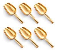 Roshtia 6 Pcs Gold Ice Scoops Stainless Steel Mini Scoop Candy Scoops for Kitchen Dispenser Buffet Jars, Scooping Coffee Bean, Sugar, Flour, Spice (5 oz)