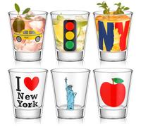 Roshtia 6 Pcs I Love New York Shot Glass 1.7 oz I Heart NY Shot Glasses NYC Souvenirs New York City Wine Glass New York City Wine Glass I Love New York Gift for Travel NY Fan