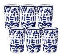 Roshtia 6 Pcs Mexican Tequila Shot Glasses 2 oz Talavera Cups, Blue
