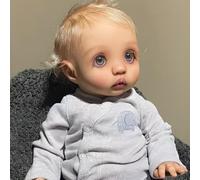 ROSHUAN 16 Inch Life Like Reborn Baby Dolls Blonde Boy Realistic Newborn Baby Doll Soft Cloth Body Eyes Open That Look Real Life Babies Dolls Handmade Toy For Kids Age 3+