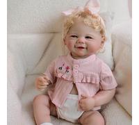ROSHUAN 19 Inch Realistic Reborn Baby Dolls Silicone Full Body Vinyl Real Life Baby Dolls Sweet Smile Girl That Look Real Lifelike Newborn Babies Doll Toy for Kids Age 3+