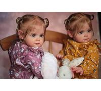 ROSHUAN 24 Inch Reborn Toddler Dolls Twins Girl 24 inch Lifelike Realistic Baby Dolls Toddler That Look Real Life Looking Toddler Soft Weighted Newborn Reborn Toddler Dolls Twins Toy