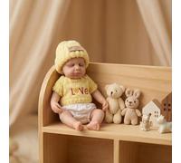 ROSHUAN 8 Inch Full Silicone Realistic Reborn Palm-Sized Baby Dolls Girl Lifelike Soft Silicone Newborn Babe Babie Doll Washable That Look Real Anatomically Correct Girls Poseable Toy For Kids Mom