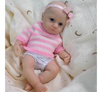 ROSHUAN 8 Inch Mini Realistic Newborn Baby Doll Full Silicone Body Real Life Babies Dolls Soft Silicone Reborn Baby Dolls that Look Real Toy for Children Birthday Gifts for Kids Age 3+