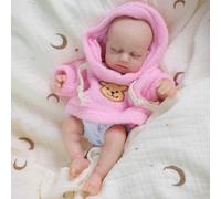 ROSHUAN 8 Inch Sleeping Full Silicone Reborn Baby Dolls Tiny Realistic Newborn Baby Doll Soft Silicone Body Real Life Babies Dolls that Look Real Toy for Children Birthday Gifts for Kids Age 3+
