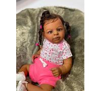 ROSHUAN African American Reborn Baby Dolls Black Girl 19 inch Realistic Newborn Baby Dolls Vinyl Full Body Real Life Baby Dolls That Look Real Looking Black Babies Reborn Dolls for Kids