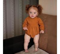 ROSHUAN Big Reborn Toddler Girl 26 inch Standing Lifelike Realistic Baby Doll Toddler Girl Eyes Open Soft Cloth Body Real Life Size Babies Dolls Rooted Hair