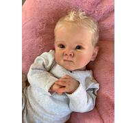 ROSHUAN Blonde Reborn Newborn Baby Dolls Eyes Open 18 inch 48 cm Lifelike Realistic Anatomically Correct Baby Boy Dolls Vinyl Full Body Squishy Waterproof Reborn Dolls Toy