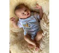 ROSHUAN Newborn Reborn Baby Dolls 18 inch Cute Boy Weighted Real Looking Sleeping Baby Dolls Open Mouth Full Silicone Baby Dolls Realistic Waterproof Toy for Kids Age 3+