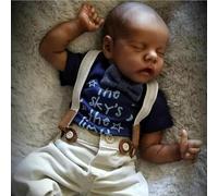 ROSHUAN Real Life Baby Dolls Silicone Full Body Vinyl Black Boy 18 Inch Realistic Reborn Baby Dolls African American That Look Real Lifelike Newborn Babies Sleeping Doll For Kids