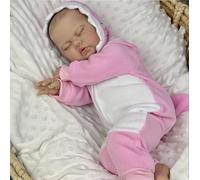 ROSHUAN Real Life Reborn Baby Dolls Blonde Hair Eyes Close Girl 19 Inch Realistic Baby Dolls Soft Cloth Body Lifelike Newborn Sleeping Babies Doll Toy for Kids Age 3+