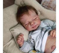 ROSHUAN Real Life Reborn Baby Dolls Silicone Full Body Vinyl - 18 Inch Realistic Baby Dolls Sleeping Boy Lifelike Newborn Babies Doll That Look Real Toy For Kids Age 3+