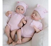 ROSHUAN Real Life Reborn Baby Dolls Twins Girl 18 Inch Realistic Baby Dolls That Look Real With Soft Cloth Body Painted Hair Lifelike Newborn Babies Two Dolls For Kids Gifts