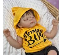 ROSHUAN Realistic Reborn Baby Dolls 19 Inch Real Life Baby Dolls Eyes Close With Soft Cloth Body Rooted Hair Lifelike Newborn Sleeping Babies Doll Toy For Kids Gifts