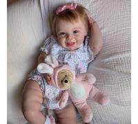 ROSHUAN Realistic Reborn Baby Dolls 20 Inch Real Life Baby Dolls Sweet Smiliing Girl With Soft Cloth Body Lifelike Newborn Babys Doll Toy For 3+ Years Old Kids