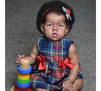 ROSHUAN Realistic Reborn Baby Dolls Black Girl 20 Inch African American Real Life Baby Doll With Soft Cloth Body, That Look Real Lifelike Newborn Babies Doll For Kids Age 3+