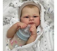 ROSHUAN Realistic Reborn Baby Dolls Silicone Full Body Vinyl 17 Inch Real Life Baby Dolls Girl Blue Eyes Handmade That Look Real Lifelike Newborn Babies Doll For Kids Age 3+