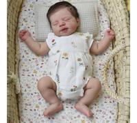 ROSHUAN Realistic Reborn Baby Dolls Silicone Full Body Vinyl 18 Inch Lifelike Newborn Baby Doll Eyes Close Girl Rooted Hair Real Life Babies Doll Handmade Toy For Kids