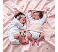 ROSHUAN Realistic Soft Silicone Reborn Sleeping Baby Twins Dolls 18 Inch Cloth Body That Look Real Lifelike Vinyl Newborn Baby Dolls Christmas Birthday Gifts for Kids Children Age 3 +