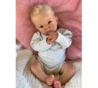 ROSHUAN Reborn Anatomically Correct Baby Doll Boy - 18 Inch Full Body Silicone Realistic Lifelike Newborn Blonde Baby With Real Looking Hair for Kids