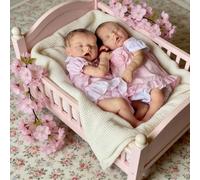 ROSHUAN Reborn Baby Dolls Twins Silicone Full Body Vinyl 18 Inch Realistic Baby Doll Anatomically Correct Two Girls, Lifelike Newborn Silicone Babys Twins Dolls for Kids Age 3+